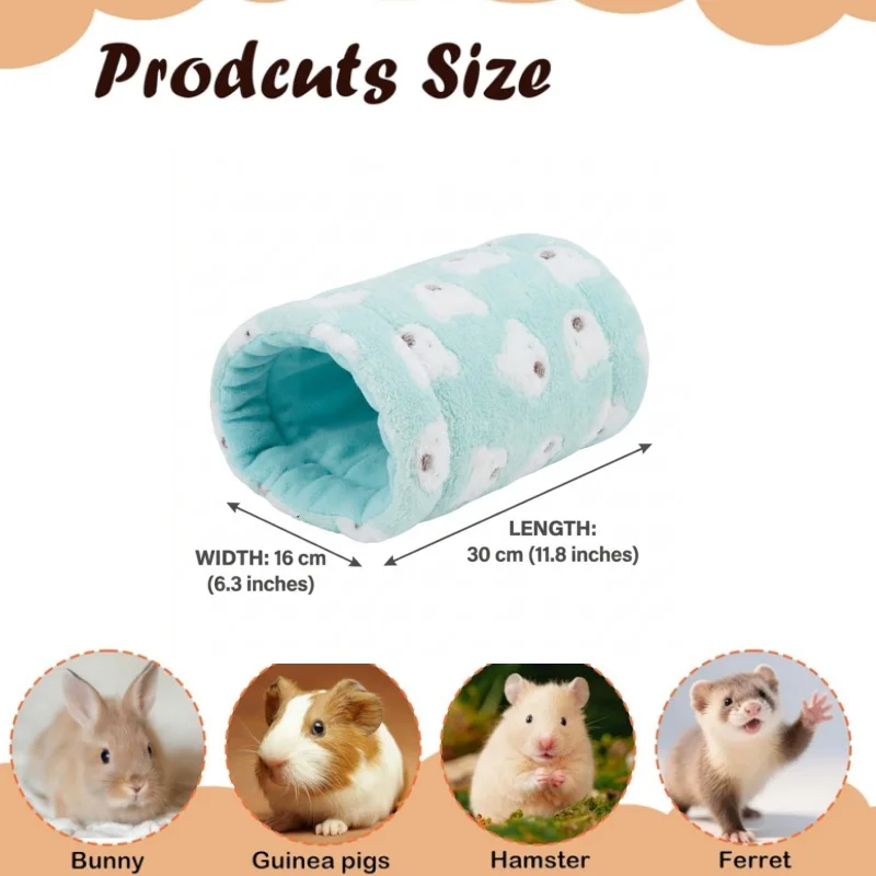 Guinea pig hiding tunnel, small animal soft fur cover tunnel, comfortable sleep hiding cave for Totoro and other small pets