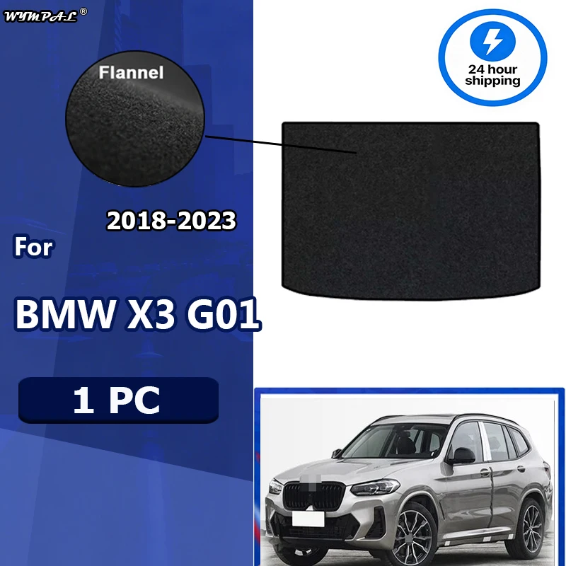 Flannel Rear Trunk Mat For BMW X3 G01 2018-2023 Tray Trunk Luggage Floor Carpet Pads Auto Accessories Boot Cargo Black