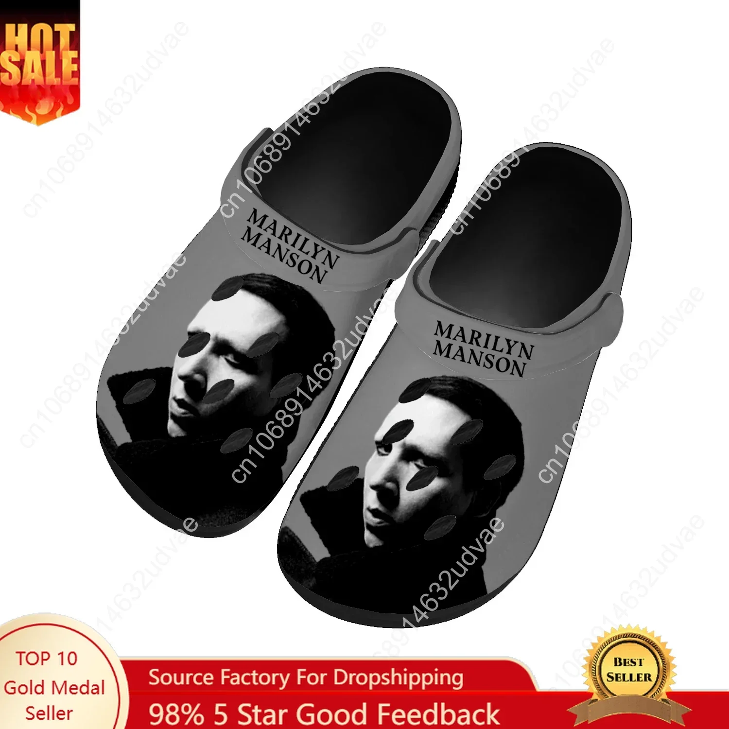 

Marilyn Manson Water Shoes Mens Womens Comfortable Fashion Home Garden Clogs Customizd Sandals Beach Breathable Hole Slippers