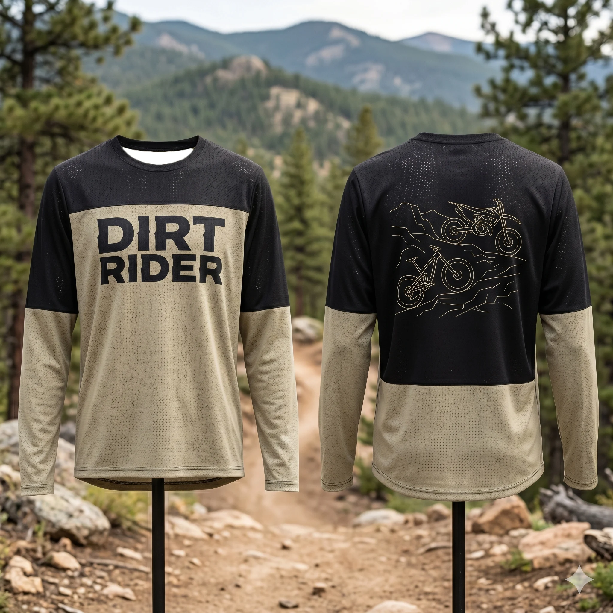 Men Dirt Rider MTB Long Sleeve Jersey Color Block Bike Line Print Quick Dry Breathable Mountain Biking Cycling Off Road Shirts