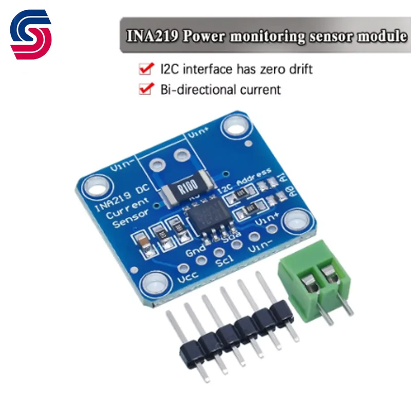 Bi-direcional DC Current Power Supply Sensor, Módulo Breakout, DIY, 3V-5V, Monitoramento de Energia I2C, SOT23, INA219