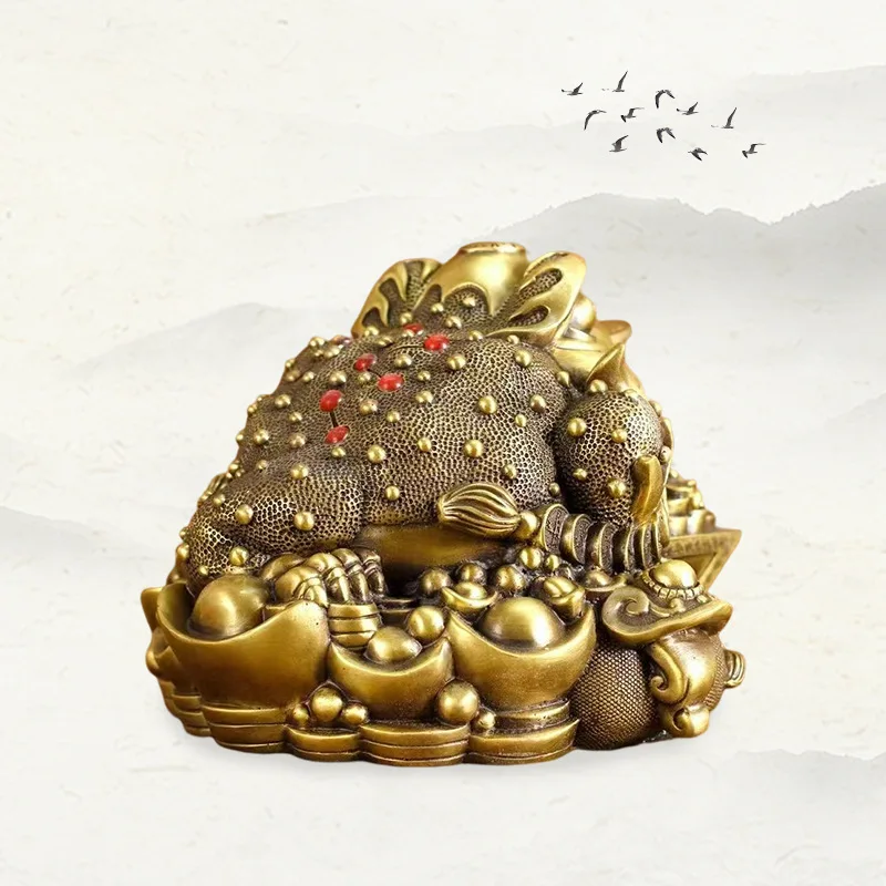 Metal Pure Bronze Golden Toad Ornament For Attracting Wealth, Office Craft, Factory Goods, Business Gift