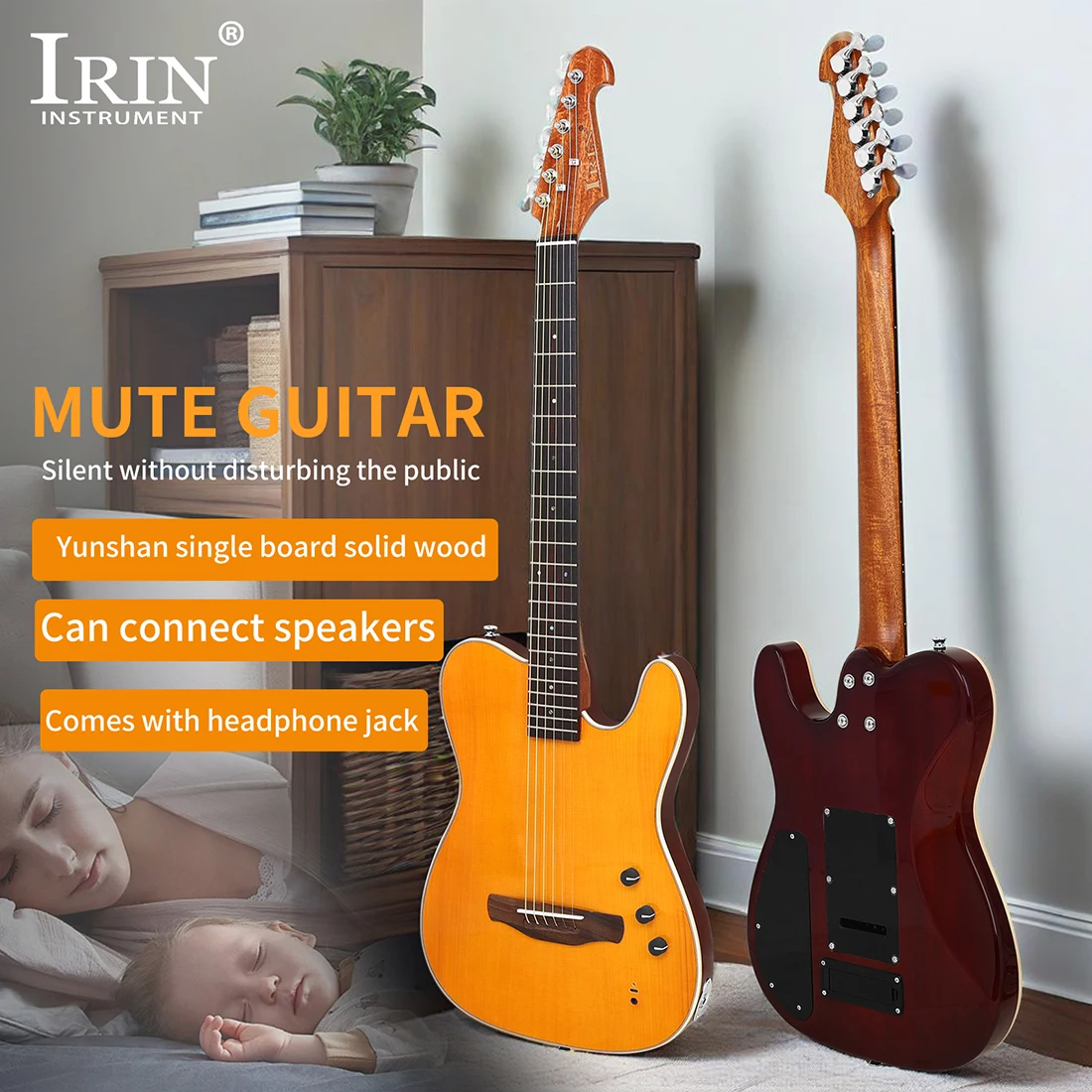 

IRIN R3 Silent Guitar 22-fret Smart Bluetooth Full Solid Folk Electric Guitar Rosewood Dual Mode Professional Plucked Instrument