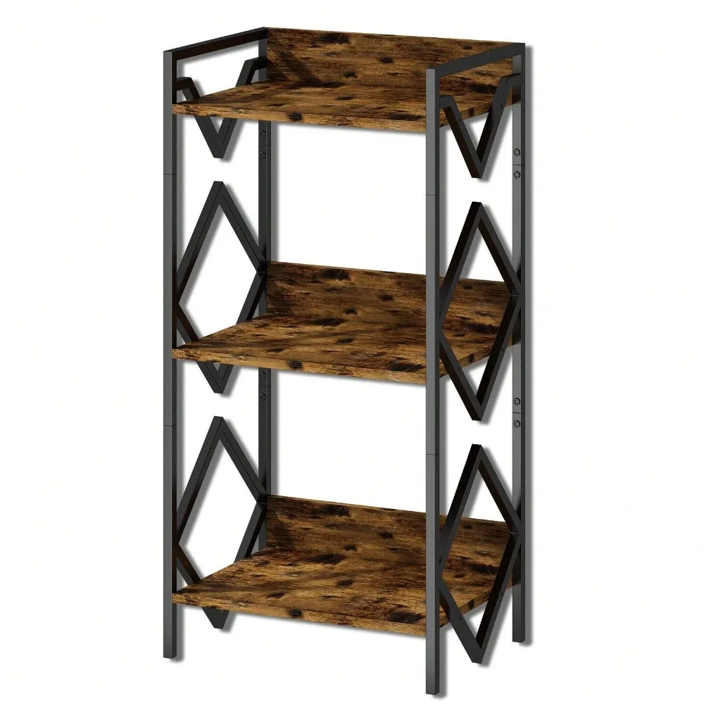 Bookshelf, Kitchen Shelf, Free Standing Shelf, Ladder Rack with 4 Open Shelves, for Kitchen, Office, Stable Steel Frame