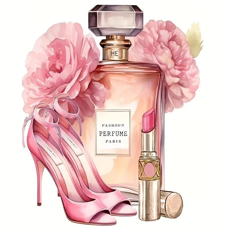 

12x15cm Perfume, Lipstick and High-heeled Shoes Car Sticker, Waterproof Material Accessories, Funny For Cars, Trucks