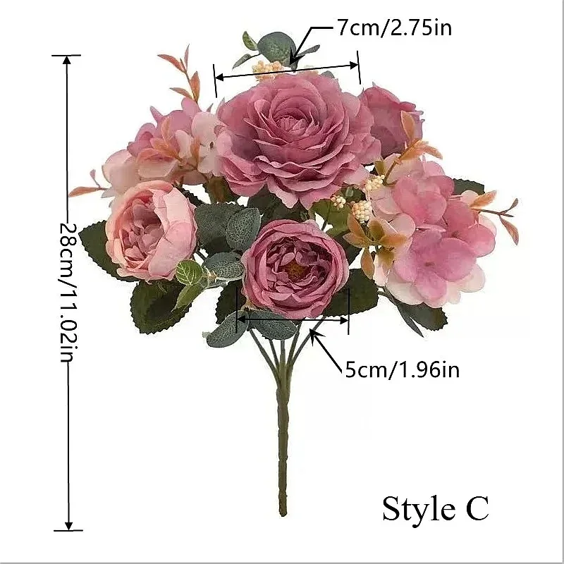 Artificial Silk Peony Hydrangea Wedding Party Vase Home DIY Decoration Christmas Garland