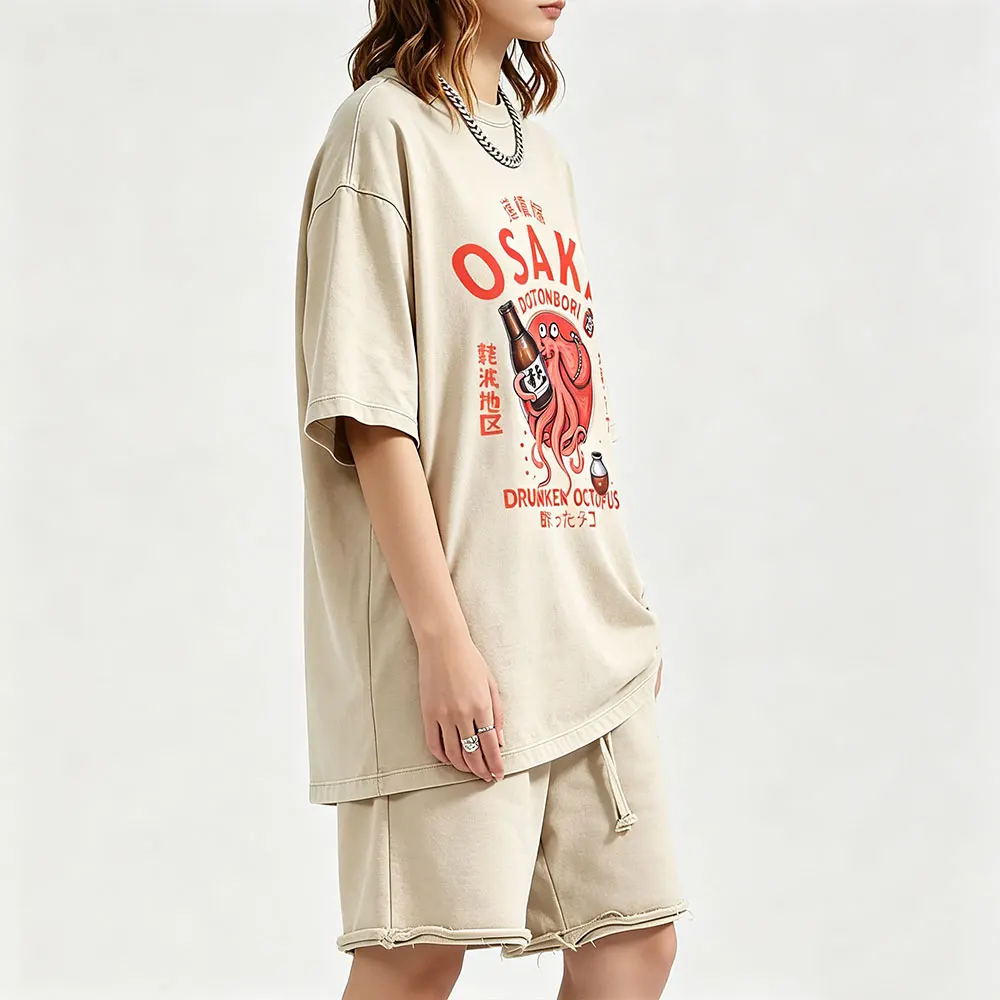

Washed Vintage Japanese Osaka Dotonbori Drunken Octopus Funny Meme T-shirt Men's Casual Humor T-shirts Unisex Oversized T Shirts