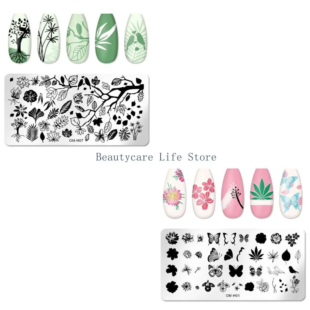 652C Nail Art Stamping Plates Reusable Nail Art Design Template Coconut Tree Love Heart Kiss Bows  Nail Art Stamp Template