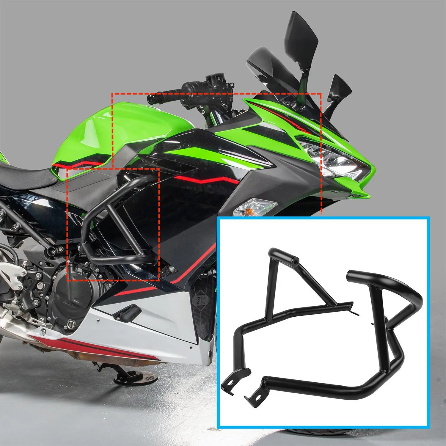 

Crash Bar Engine Guard Frame Protector Bumper Falling Protection Slider For Kawasaki Ninja 400 250 2018-2023 Ninja250 Ninja400