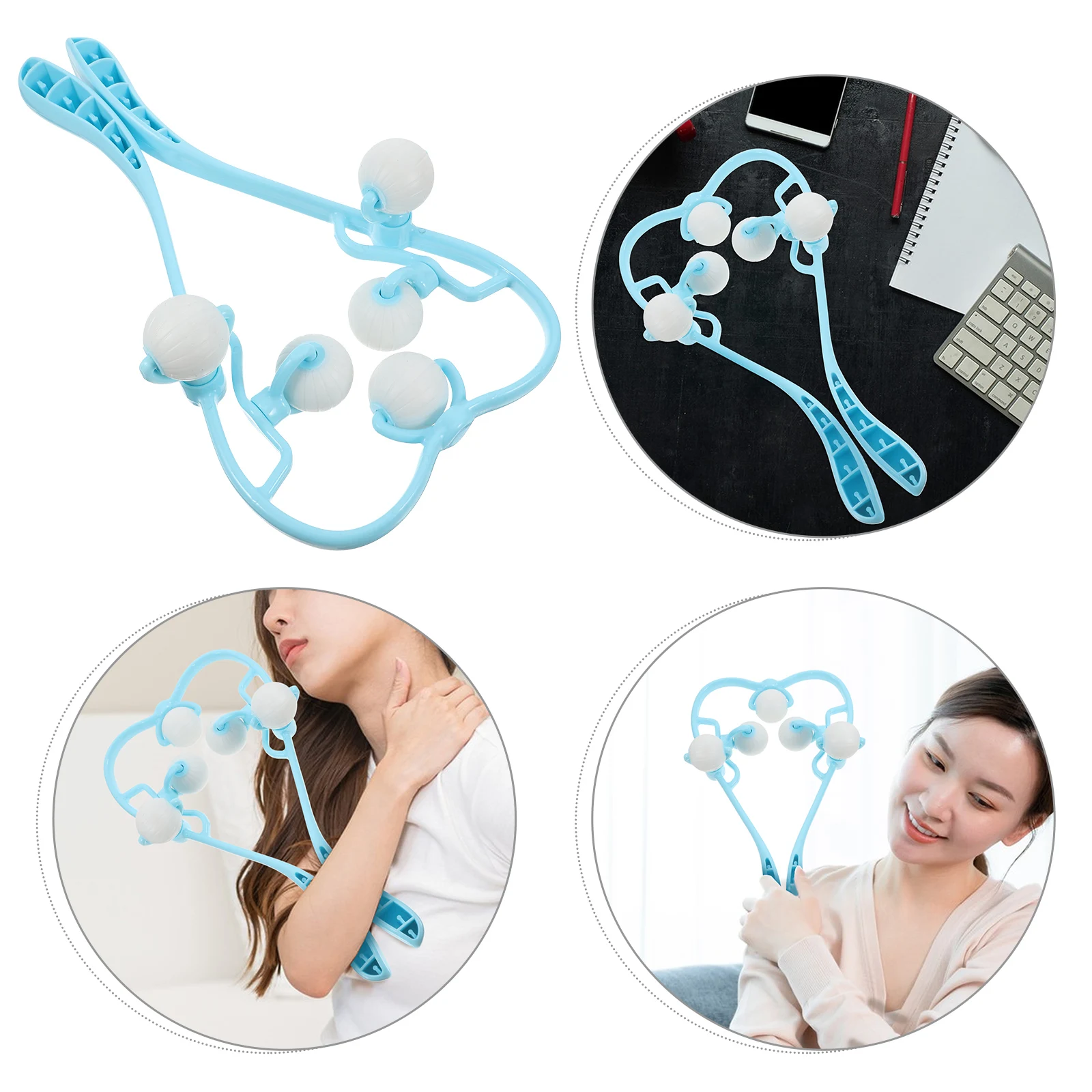 

Blue Silicone Pressure Point Wheel Neck Shoulder Massager Travel Tension Relief Multi Function Manual Massage Tool For Waist