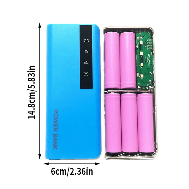 5x18650 Power Bank Box Portable 5V USB Mobile Phone Charging DIY Shell 18650 Battery Holder Charging Box With LED Light