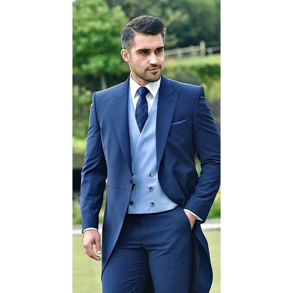 

3 Pieces High Quality Slim Single Breasted Men Tuxedo Blazer+Pants+Vest Handsome Wedding Formal Work Causal Tailored Set
