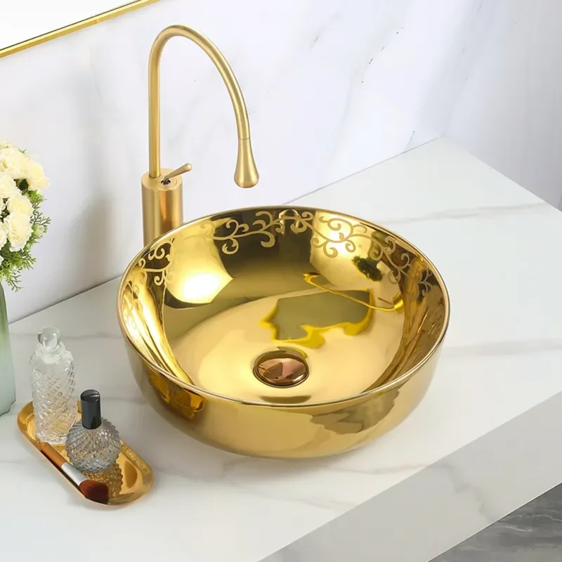 Vintage Ceramic Bathroom Sink Round Undermount Washbasin Artistic Basin for Home Decor Modern Countertop Lavatory Fixture