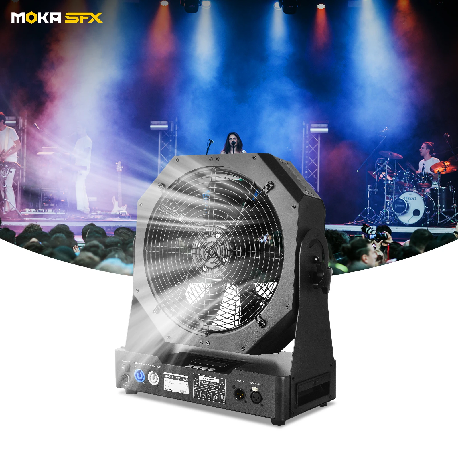 MOKA SFX Professional Variable Speed 150W DMX Stage Fan Remote Control for Disco DJ Equipment