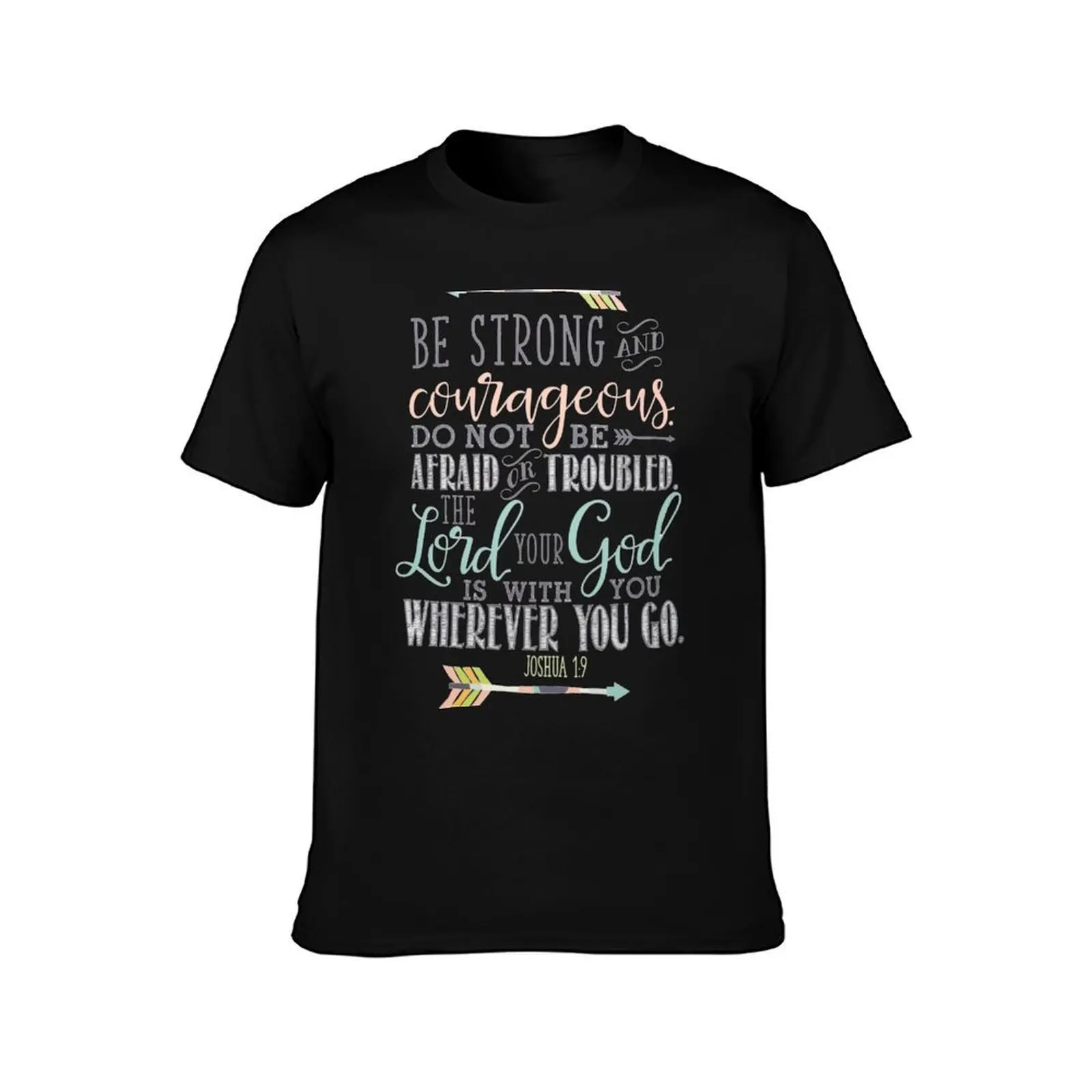 Joshua 1:9 Bible Verse T-Shirt, Summer Casual Cotton Tee, Oversized Streetwear Tops, Vintage Graphic Print, Unisex Men Women