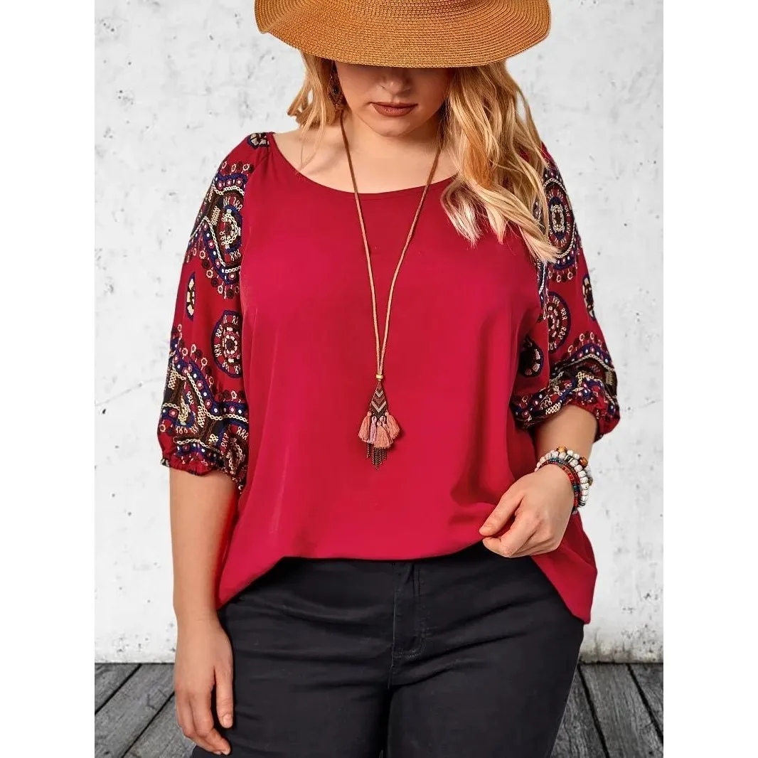 

Floral Printed plus Size Tirt XL-5XL Women's Comfortable Cotton aphic Tee Casual Faion Basic Fit ort Sve Top