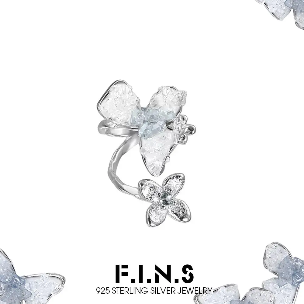 

F.I.N.S 1 шт. сломанный ледяной синий цветок S925 серьги-клипсы из стерлингового серебра нерегулярные сломанные камни шпинели серьги-манжеты ювелирные изделия для катиля