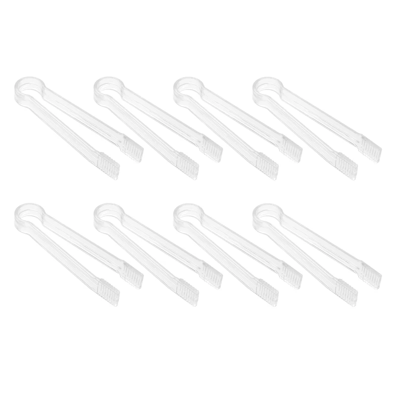 8 Pcs Plastic Buffet Serving Tongs Mini Serving Utensil Tongs Appetizers Tongs Clear Kitchen Tongs 6.3 inch Small Ice