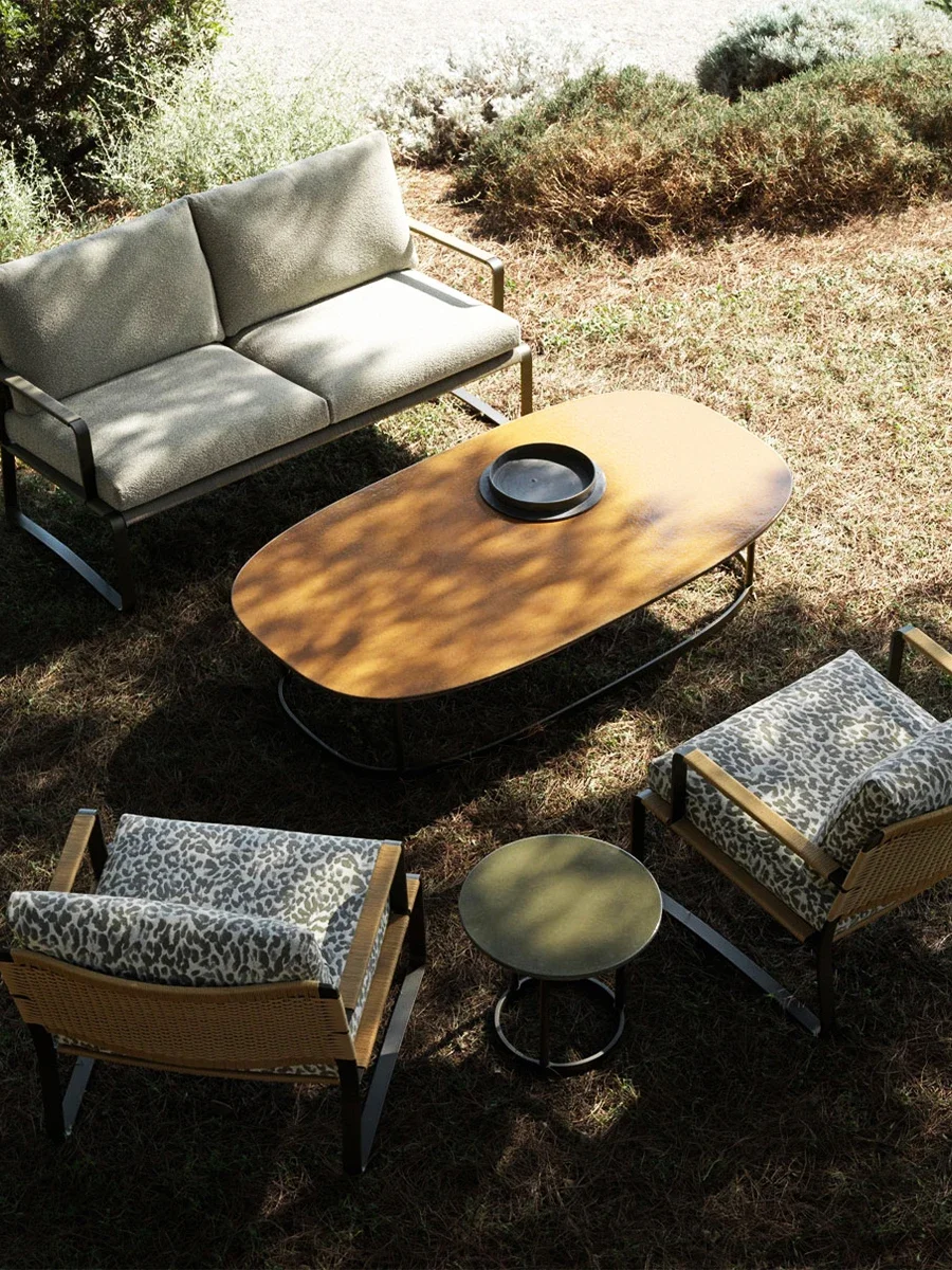 

Outdoor courtyard sofa rattan garden coffee table combination balcony single leisure rattan chair open-air Nordic outdoor furnit