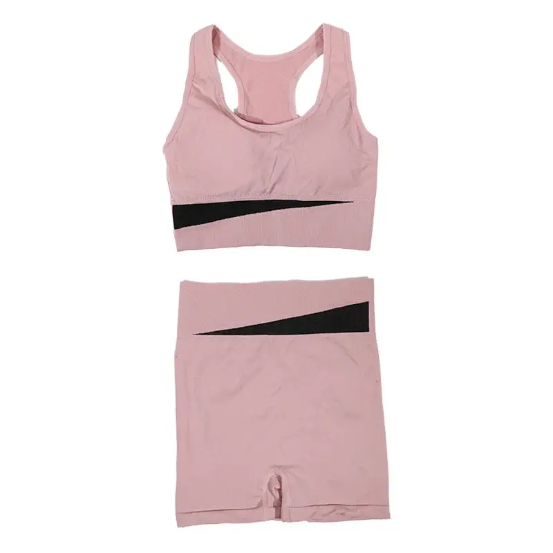 طقم بدلة يوجا بلون الخوخ سريع الجفاف عالي الخصر ورفع الورك طقم لياقة بدنية للجري ممتص للصدمات للنساء