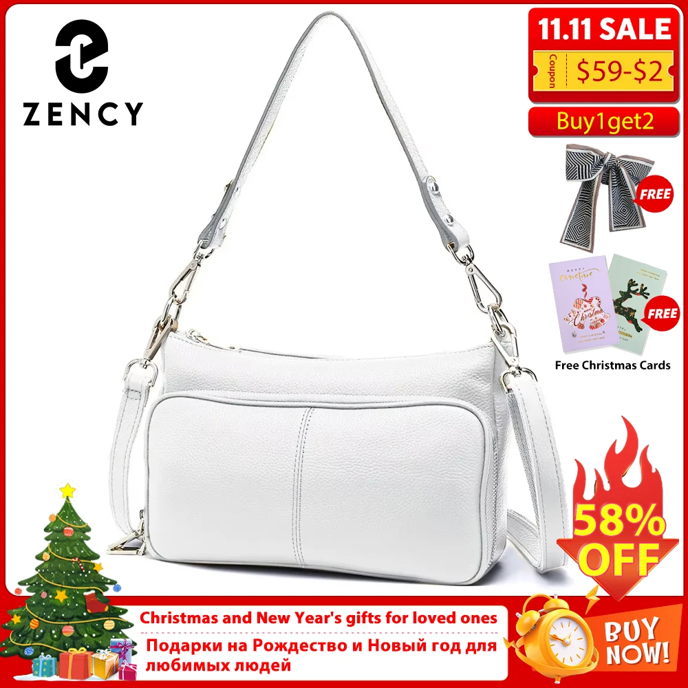 

Zency женская сумка из 100% натуральной кожи, женская сумка через плечо, модная бродяги, черная, высокое качество