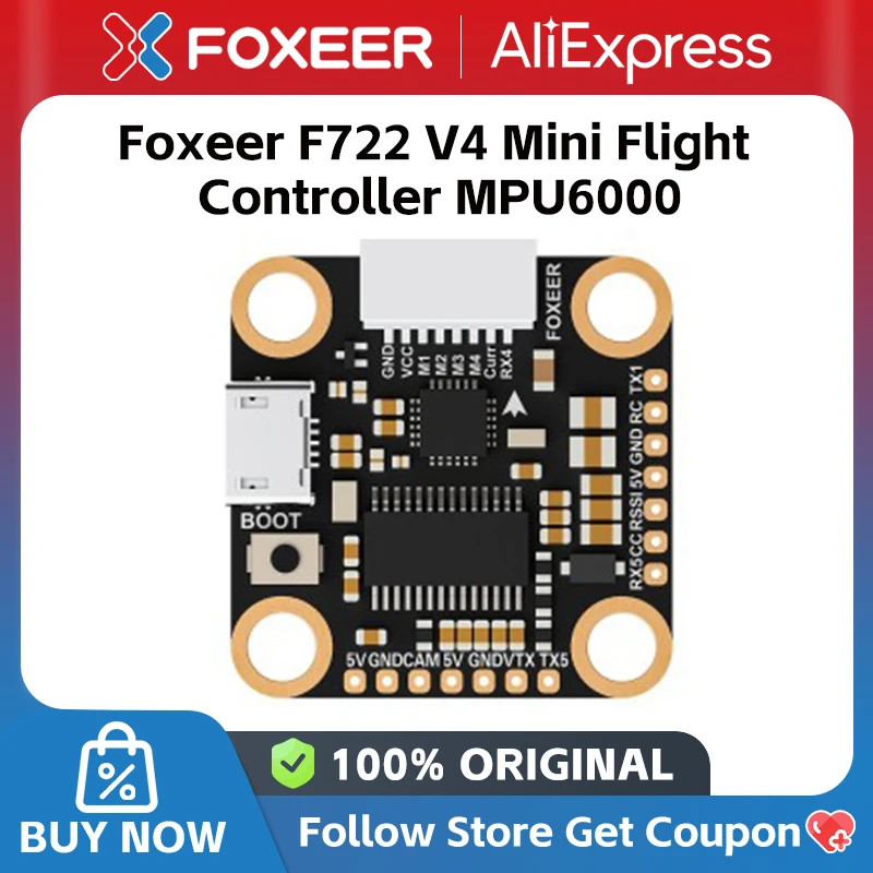 Foxeer F722 V4 Mini MPU6000 5V BEC OSD BlackBox Flight Controller 20X20mm 2-6S LIPO für FPV Drohnen Freestyle DIY Teile