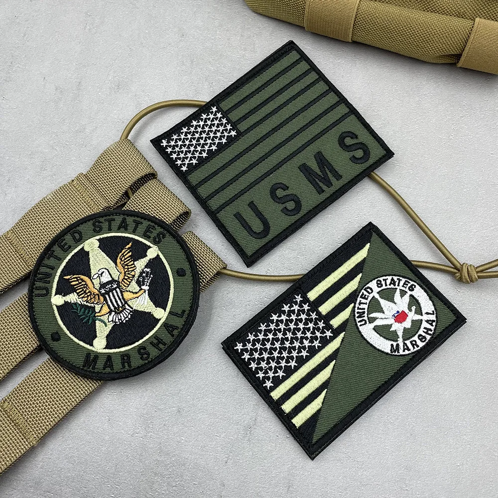US Federal Marshal Westen-Aufnäher, bestickter Klettverschluss-Patch, taktisches Zubehör, Moral-Abzeichen, Militär-Patches, Armbinde