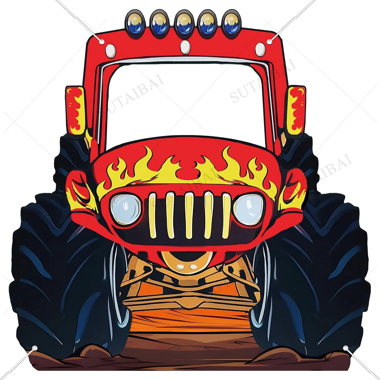 Monster Truck Photo Banner Booth Puntelli Grande mostro Foto Sfondo Decorazioni per feste Enorme mostri Truck Sfondo Banner Gioco divertente