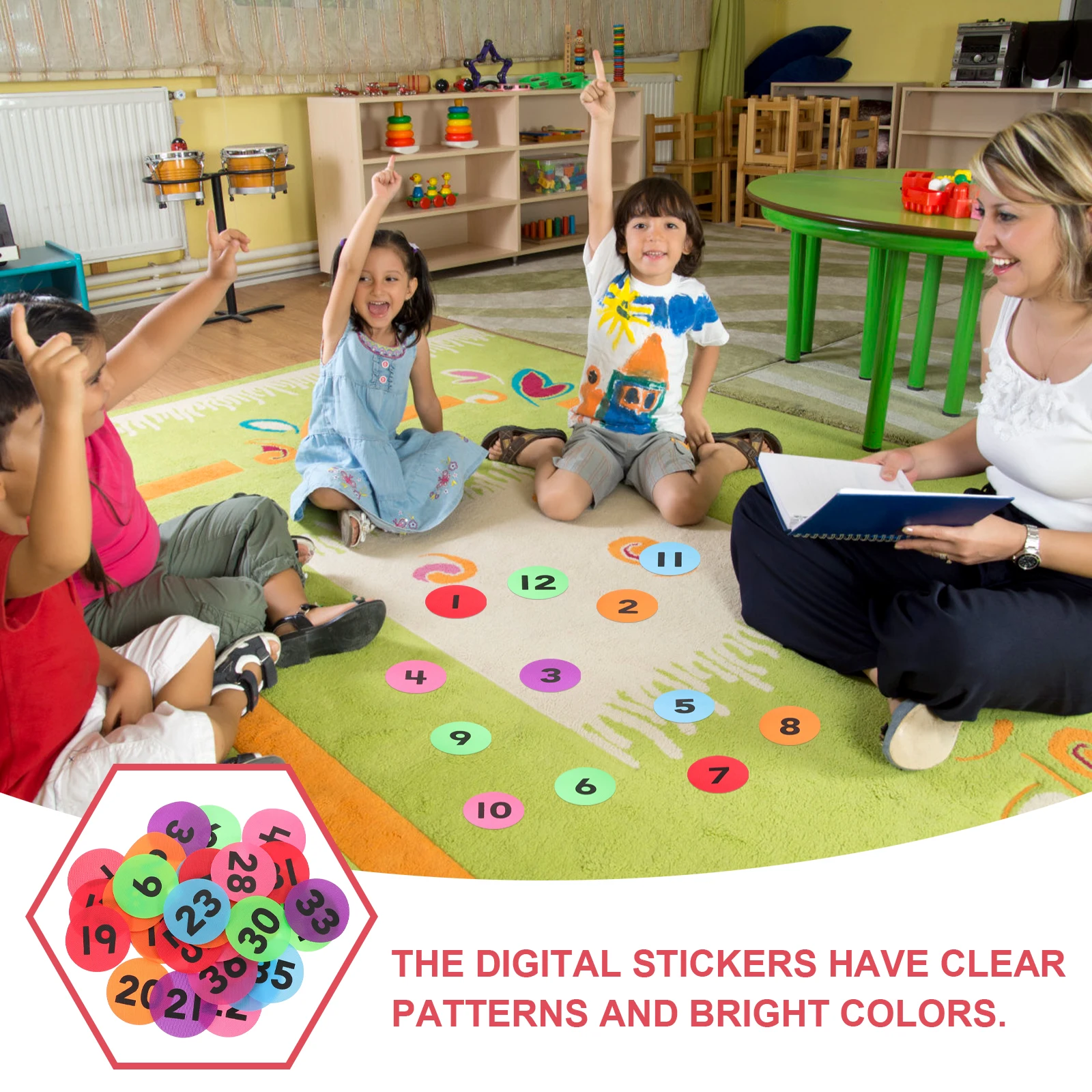 

36 Pcs Colored Labels for Number Stickers For Classroom Classroom Numbered Stickers Carpet Markers Floor Numbers Dots Organizing
