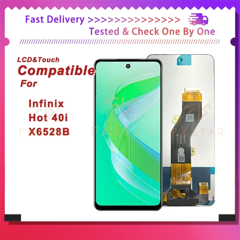 

ЖК-дисплей X6528B 6,56 ''для Infinix Hot 40i, сенсорный дигитайзер в сборе, запасные части, экран Hot40i lcd, оригинал