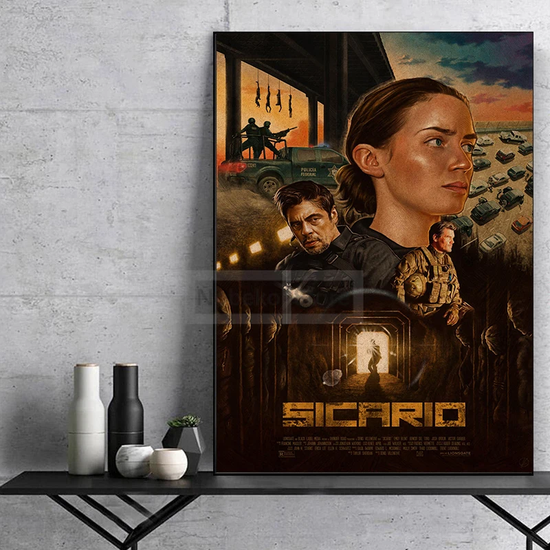 أمريكا الجريمة أفلام سيكاريو الرجعية الملصقات سيكاريو فيلم يطبع حائط لوح رسم الفن صور غرفة السينما المنزلية الديكور