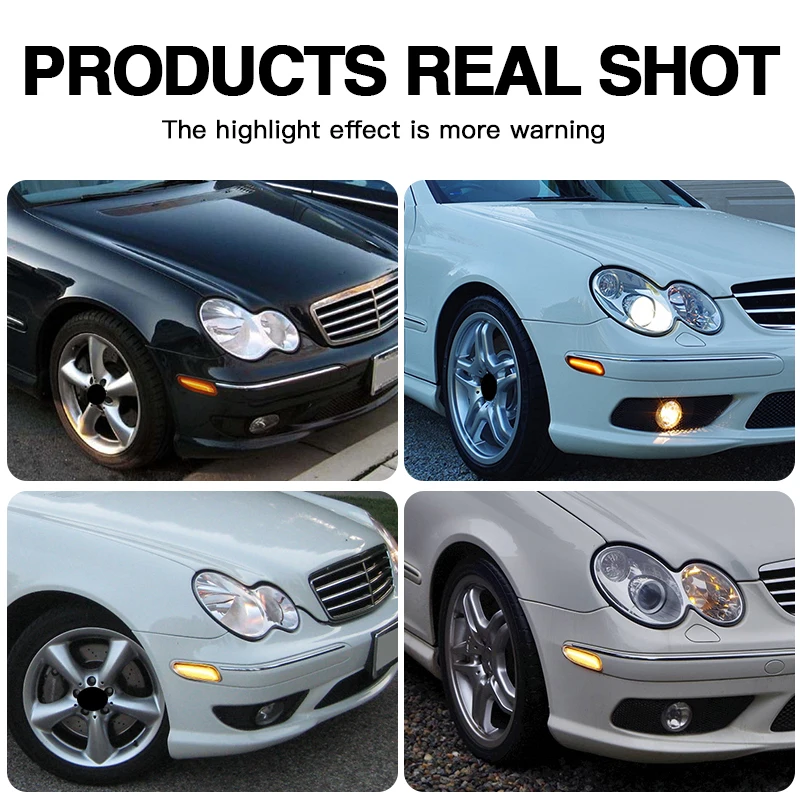 

2 шт. светодиодные боковые габаритные фонари, сигнальные лампы переднего бампера Canbus для 01-07 Mercedes-Benz C230 C240 C280 C320 C350, автомобильные аксессуары