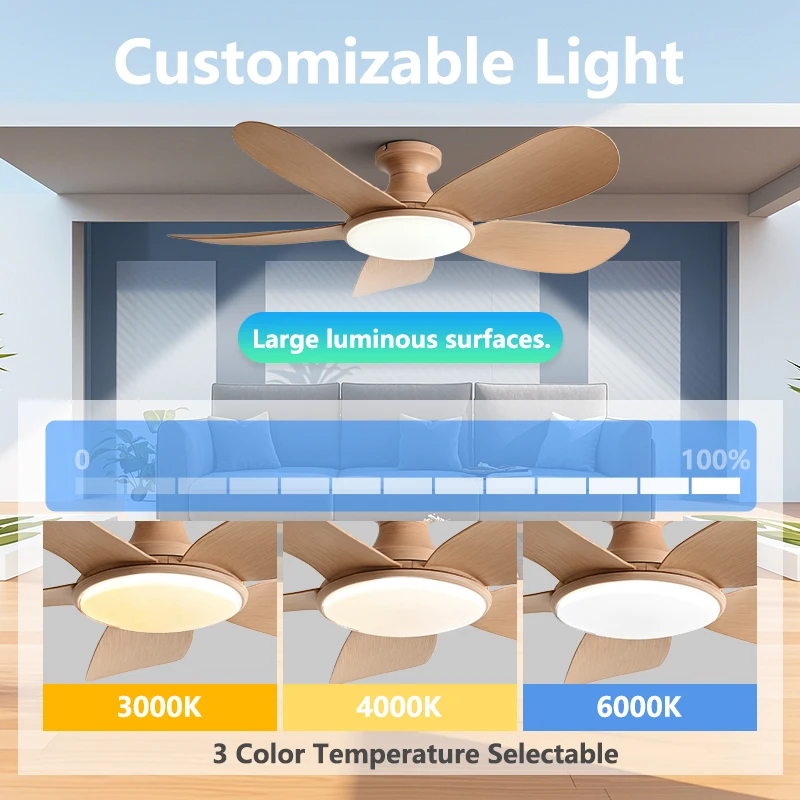 Modern Ceiling Fans with Remote Control and Low Floor DC Motor for Energy Saving Simple Home Fan 110-220V