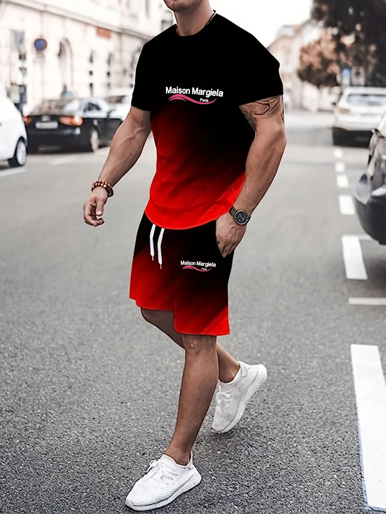 Summer Men\'s Fashion T-Shirt Shorts Set 3D Brand Luxury Printed Sportswear Men\'s Fashion Clothing Men\'s Casual Jogging Clothing