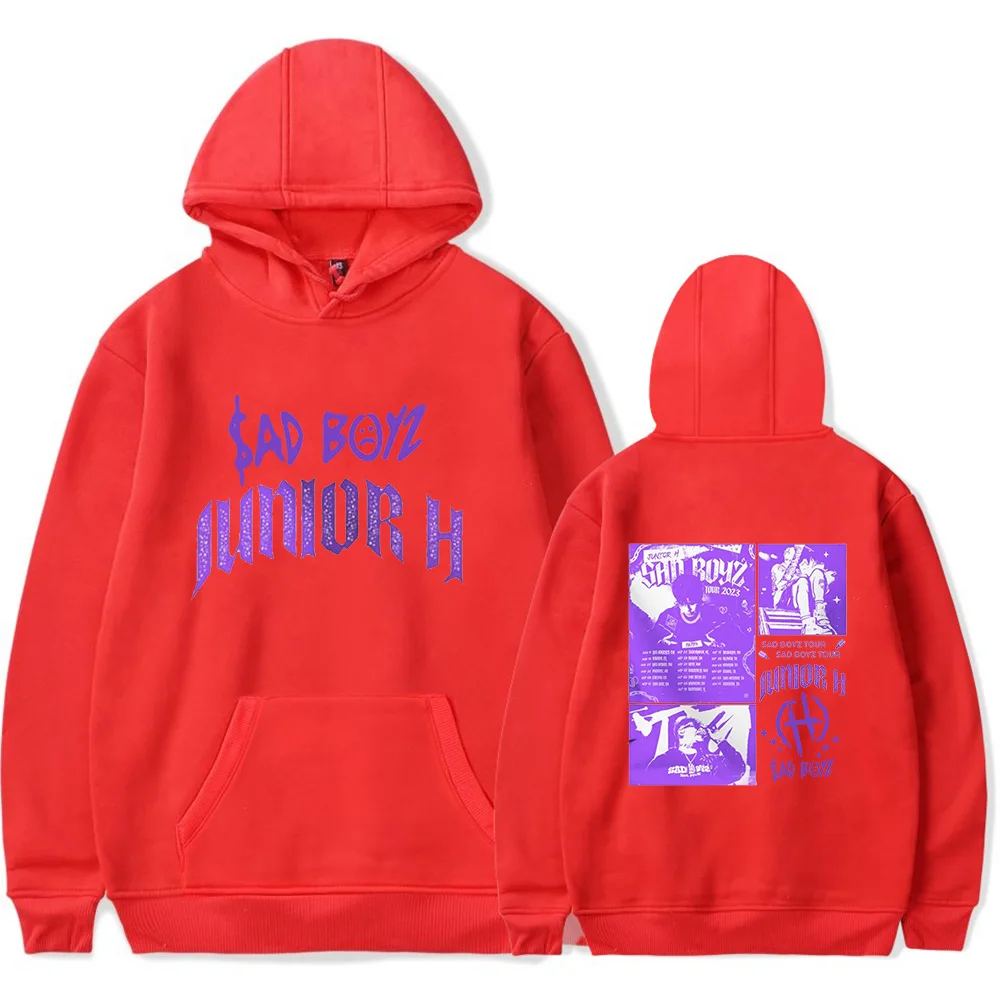 Толстовки Junior H Tour Sad Boyz Concert Merch Популярная графика с двусторонним принтом Унисекс Тенденция Повседневная уличная одежда