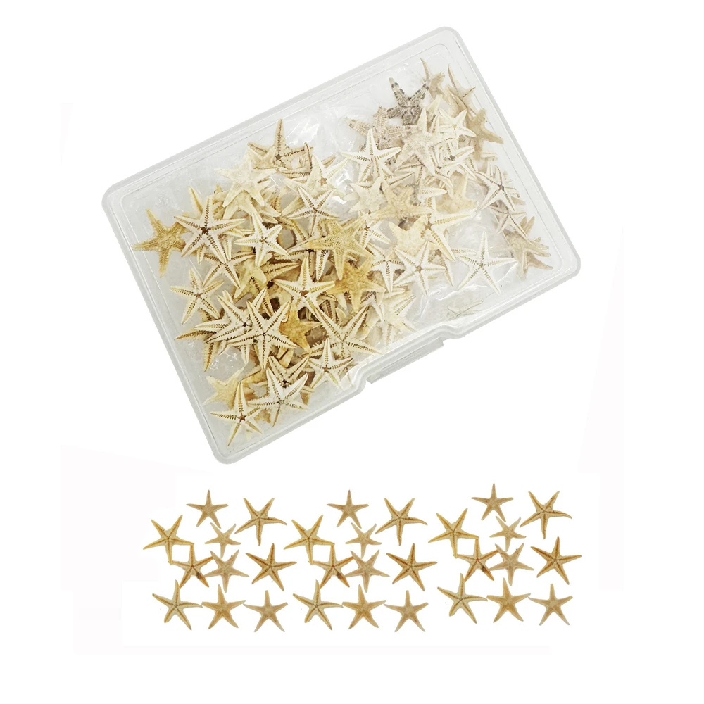 1 Box of 110pcs Tiny Sea Star Natural Starfish Seashell Ocean Theme Ornament for DIY Beach Wedding Decoration Fish Tank Decor