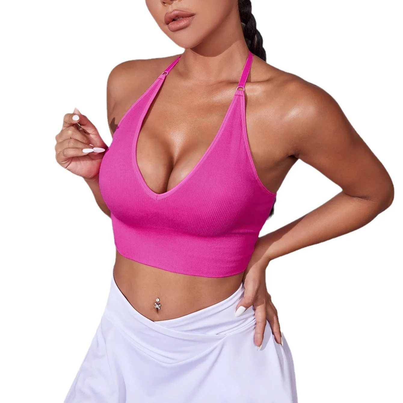 Sexy Yoga Vest Adjustable Strap Backless Sports Push Up Bra Crop Top Women Yoga Vest Gym Fitness Bra Seamless Running Underwear