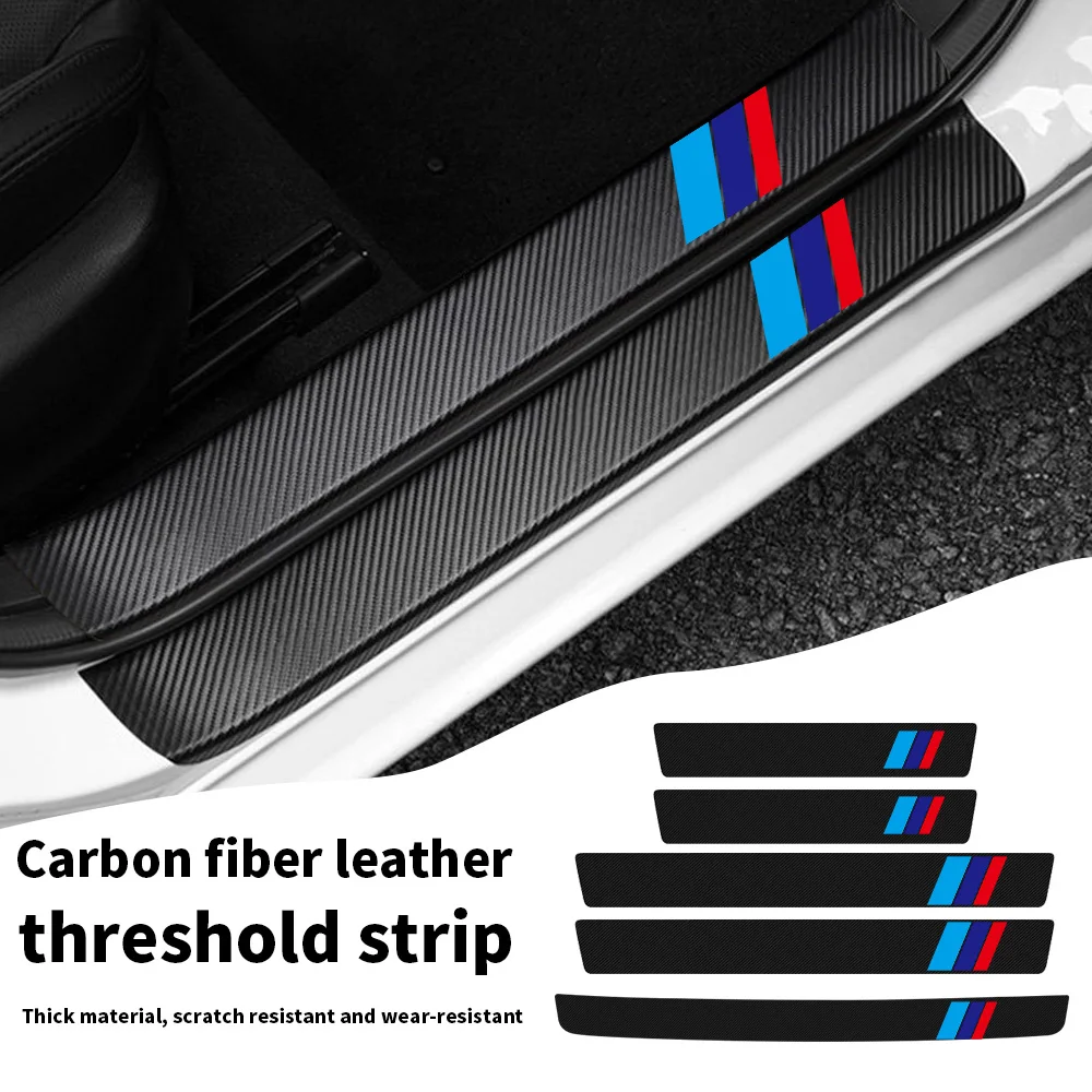 Blue and Red Diagonal Car Threshold Strip Creative Modification Cute Girl Car Door Foot Pedal Anti-Scratch Protective Strip