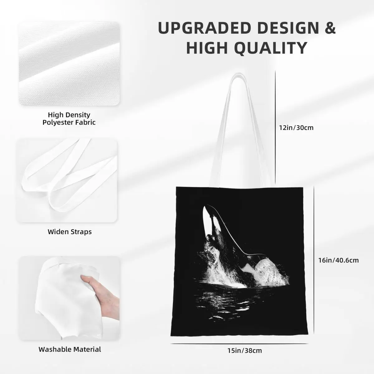 Tas Belanja Orca Aquatic Sea Ocean Killer Whale Tas Kanvas Anak Perempuan Tas Tote Lipat Tas Tangan Travel Bahu Anak Perempuan