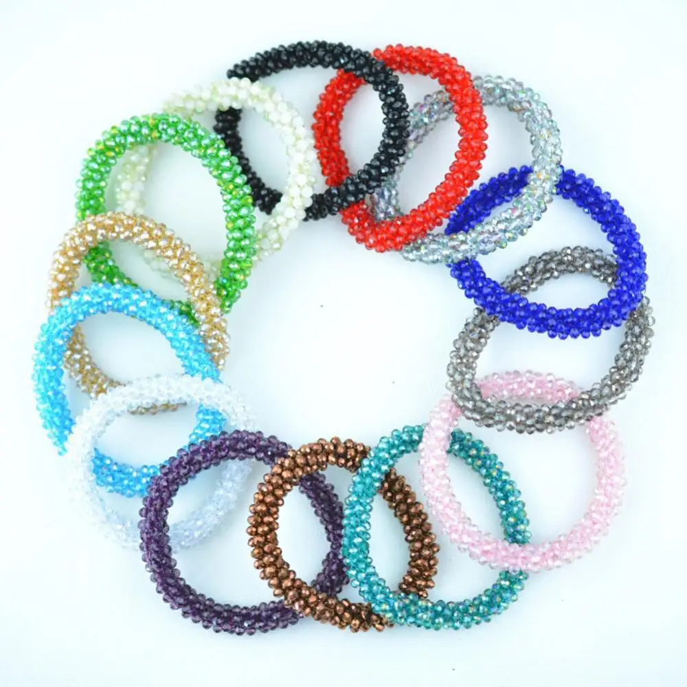 Shiny Rhinestone Elastic Bracelet Bangle Nepal Women Jewelry 14 Colors New