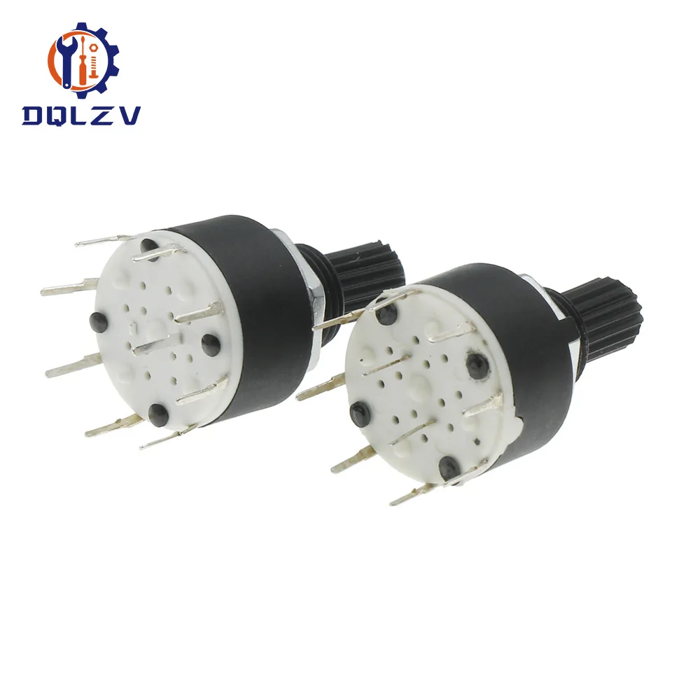 1 / 2 Pole 3 / 4 / 5 / 6 / 8 Position SR16 16mm Rotary Band Switch 15mm Shaft DC60V 0.3A 15mm Shaft Flower Axis Round Switch