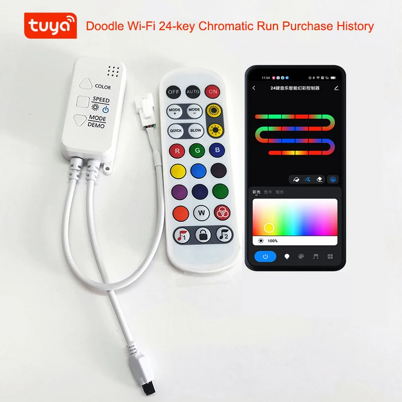 Kontroler LED WS2811 Magic Home WiFi RGB Pixels DC12-24V Kompatybilny z Alexa/Google Home do adresowalnych taśm LED RGB