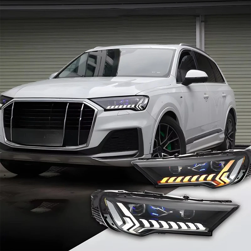 For Q7 2016-2022 Headlights Assembly Upgrade Startup Effect  Styles LED Projector Lens Car Tools Accessories