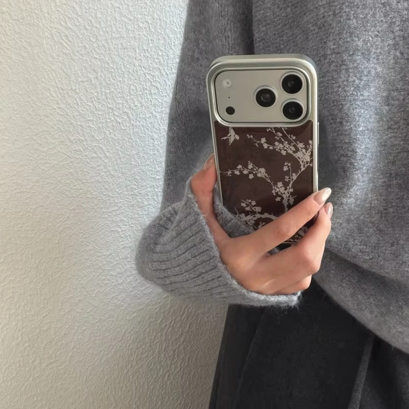 White Flowers Birds Pattern Epoxy Phone Case For iPhone 18 Pro Max 17 16 15 14 13 12 11 Pro Max Dustproof Shockproof Cover