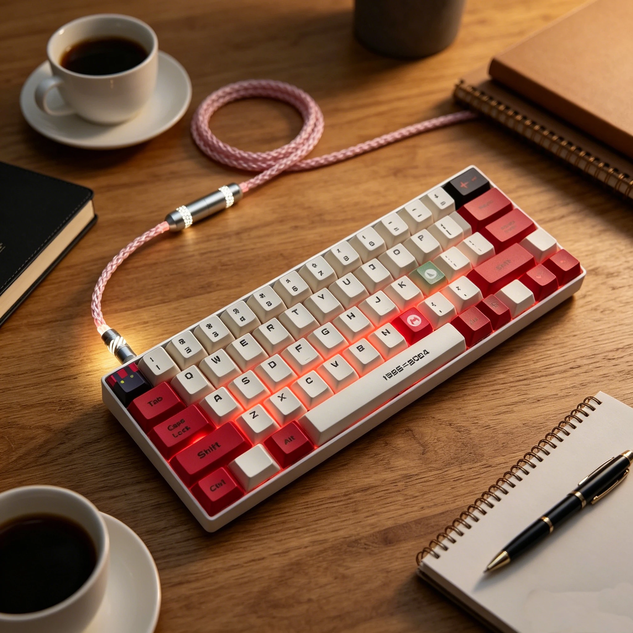 

Luminous Hollow Aviator Cable, 8K Type-C Single Crystal Copper Mechanical Keyboard Data & Charging Wire