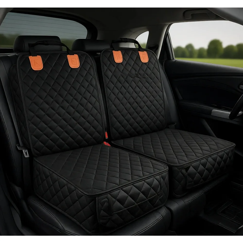 

Полный комплект чехлов для сидений автомобиля для собак (2 шт.), нескользящие, устойчивые к царапинам, с боковыми клапанами, подходят для легковых автомобилей, грузовиков, внедорожников, капитанских кресел, черные.
