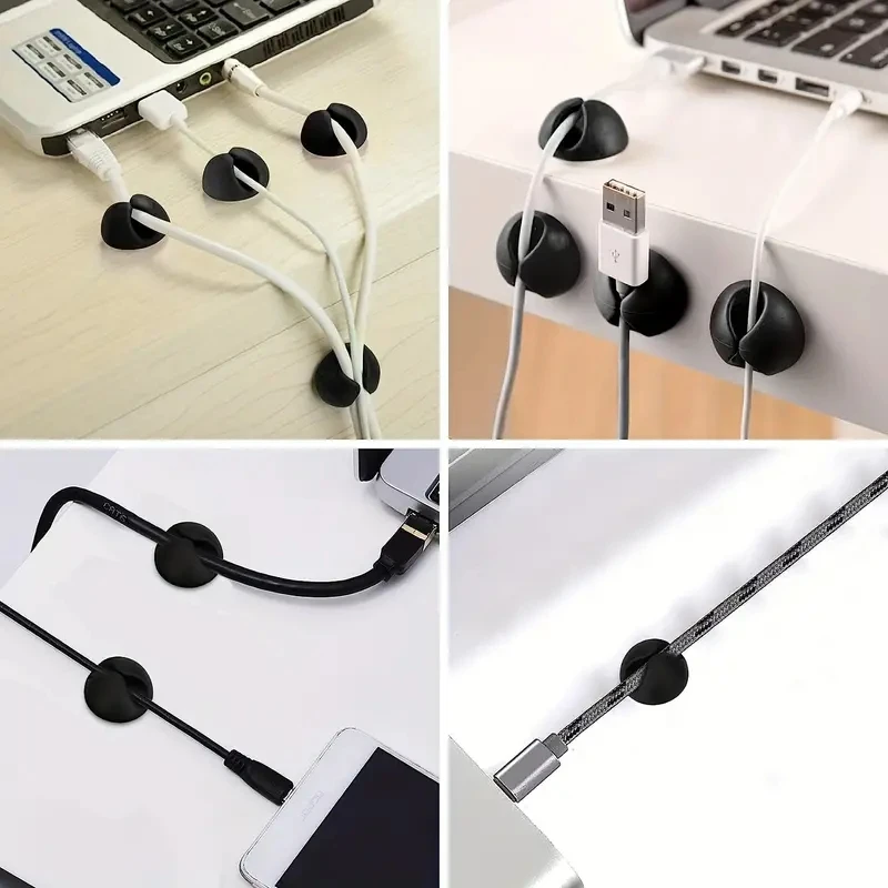 6 paquetes de gerentes de cables de escritorio (2 para cada Color), Clips de Cable, soporte de Cable para escritorio, organizador de cables
