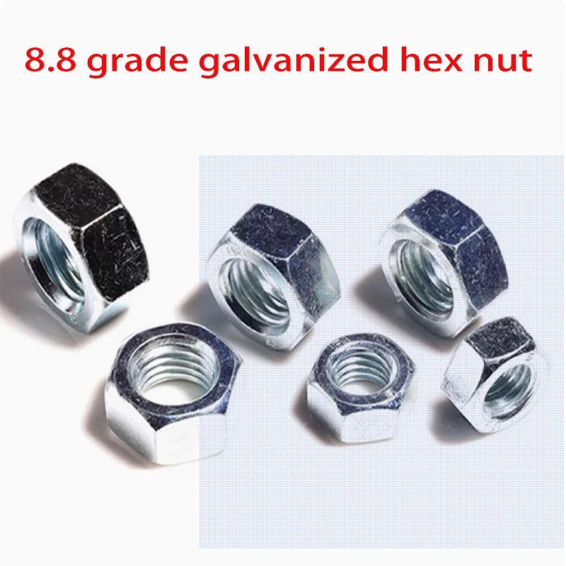 8.8 grade Zinc plating Galvanized Hex nuts Hexagon nut hexagonal sleeves whiteM2 -M30