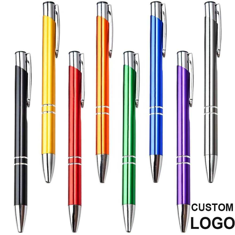 

50Pcs Personalized Logo Gift Ideas Laser Engraved Metal Pens customized with your logo and web url and contacts