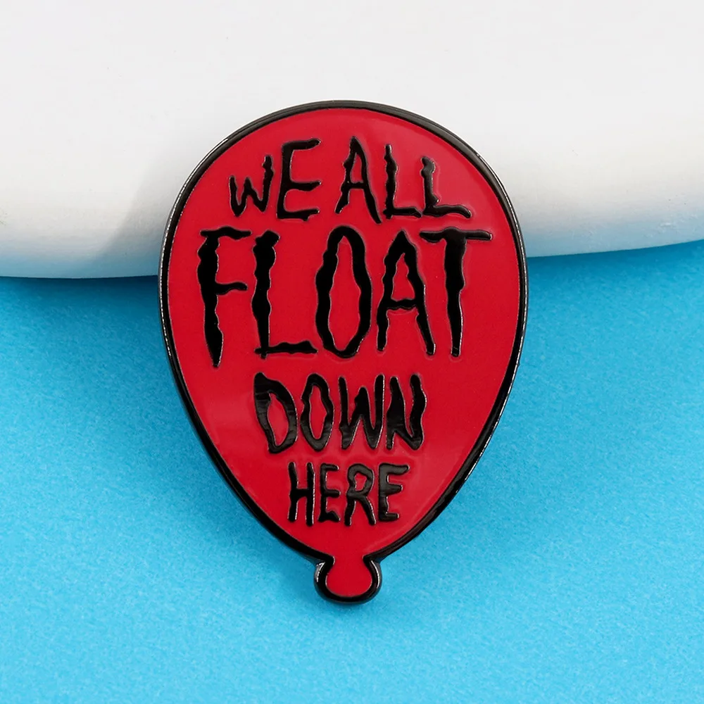1pc Red Balloon Horror Movie Enamel Pin We All Float Down Here Spooky Lapel Badge Halloween Decor Gift
